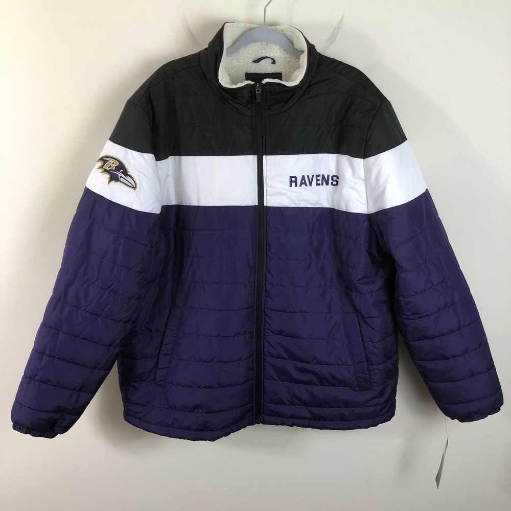 Baltimore Ravens NFL Glll Cold Front Quilted Puffer Jacket Men's Sz 2XL Purple